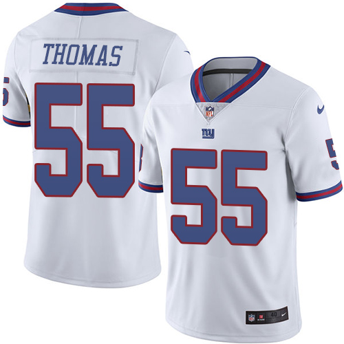 Men's Elite J.T. Thomas Nike Jersey White - #55 Rush NFL New York Giants